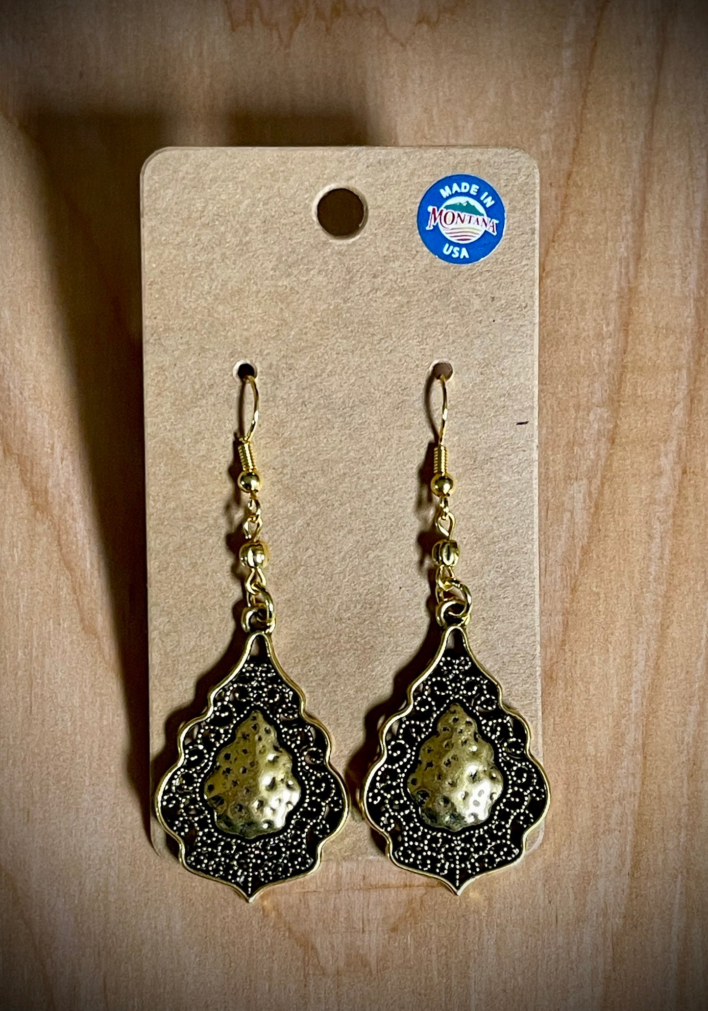 Hand-Beaded Earrings: Gold