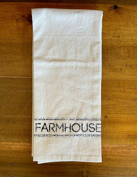 Charcoal “Farmhouse” Muslin Unbleached Natural Tea Towel