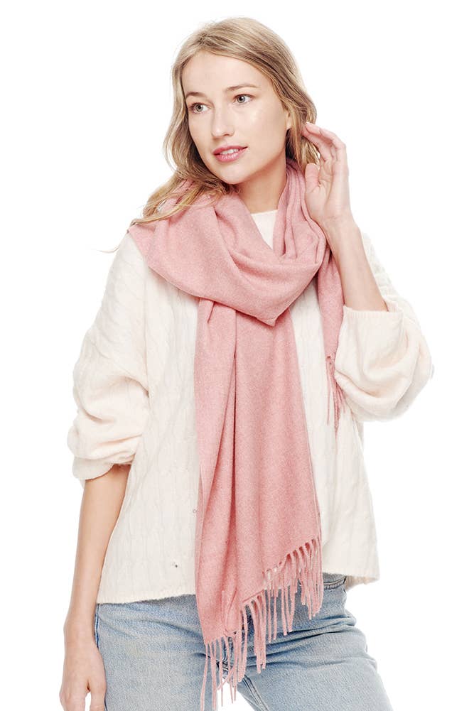 Soft Cashmere Blend Fringed Scarf