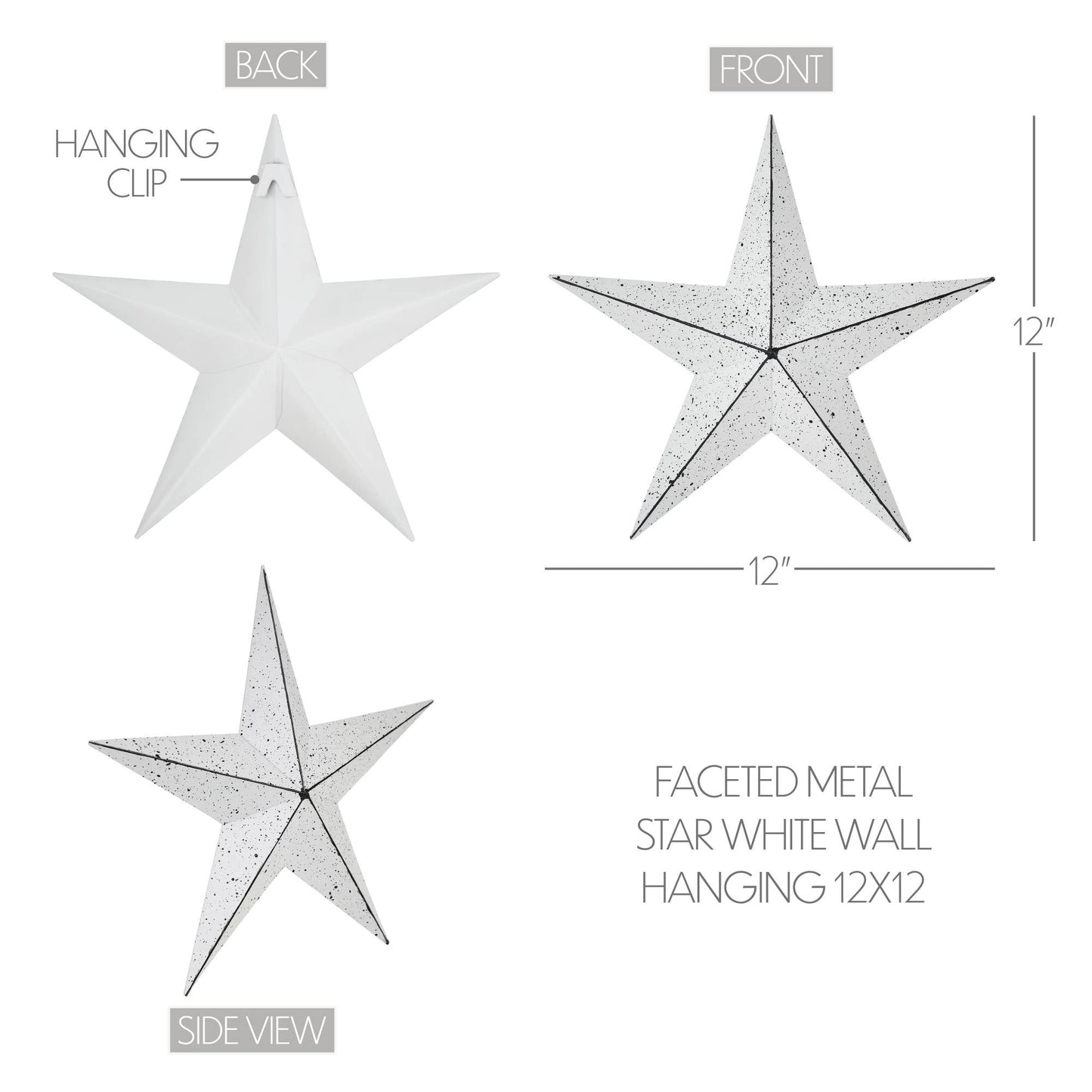 Colgante de pared blanco con estrella de metal facetado (grande)