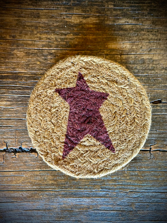 Heritage Farms Red Star Jute Coaster (Set of 4)