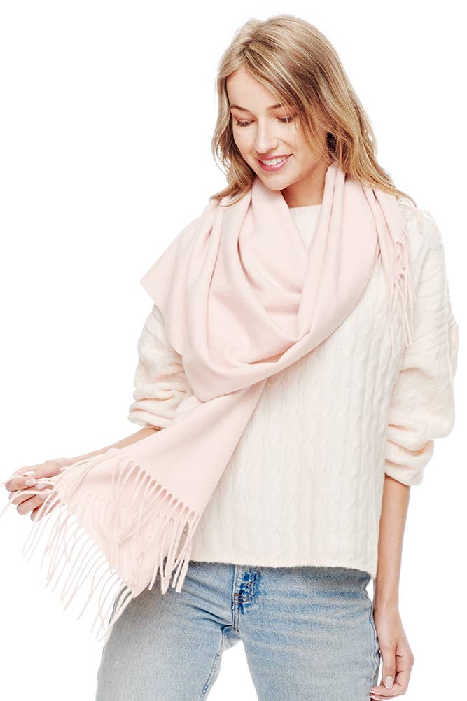 Soft Cashmere Blend Fringed Scarf