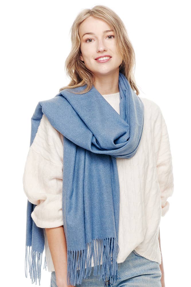 Soft Cashmere Blend Fringed Scarf