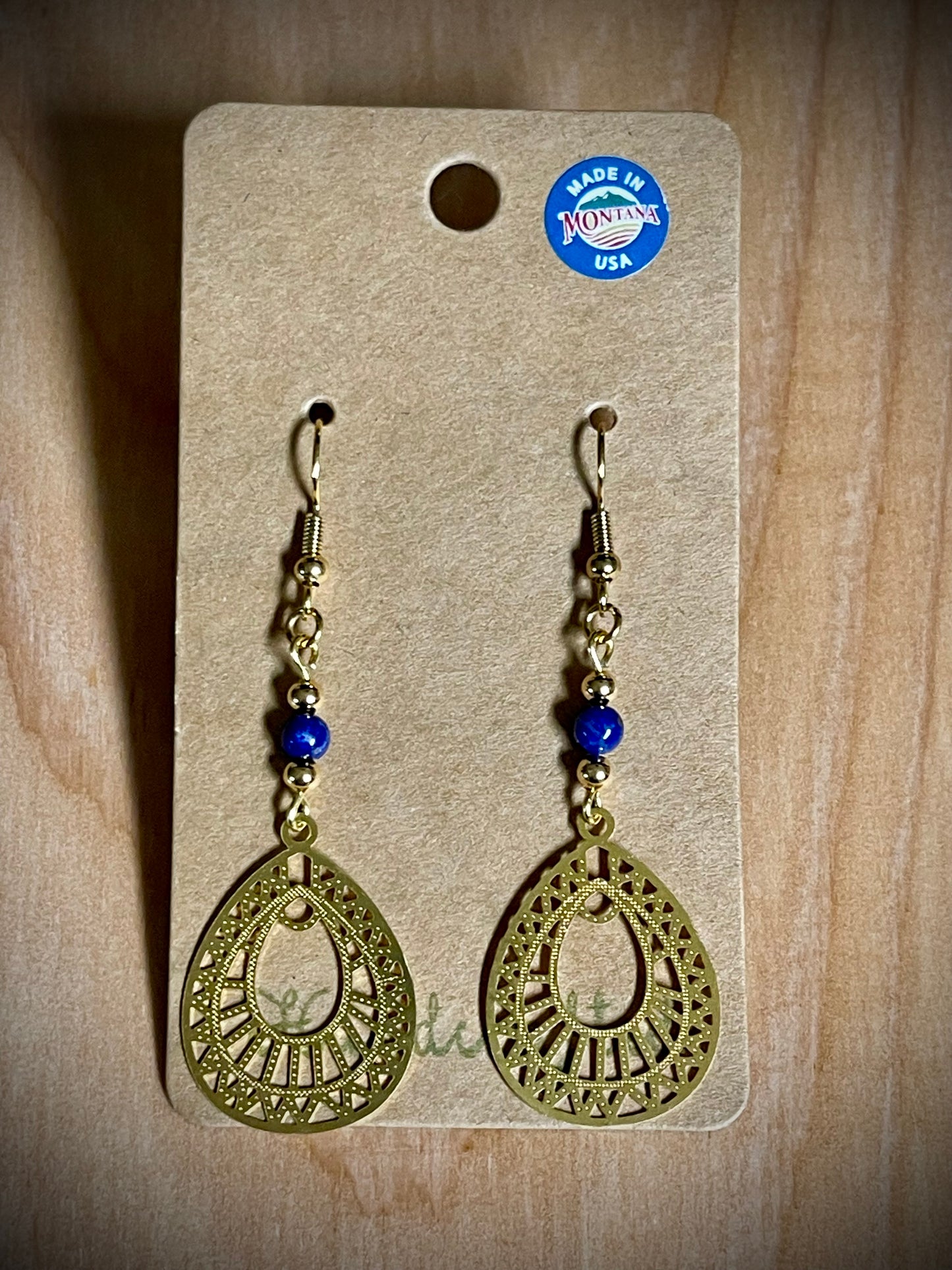 Hand-Beaded Earrings: Gold