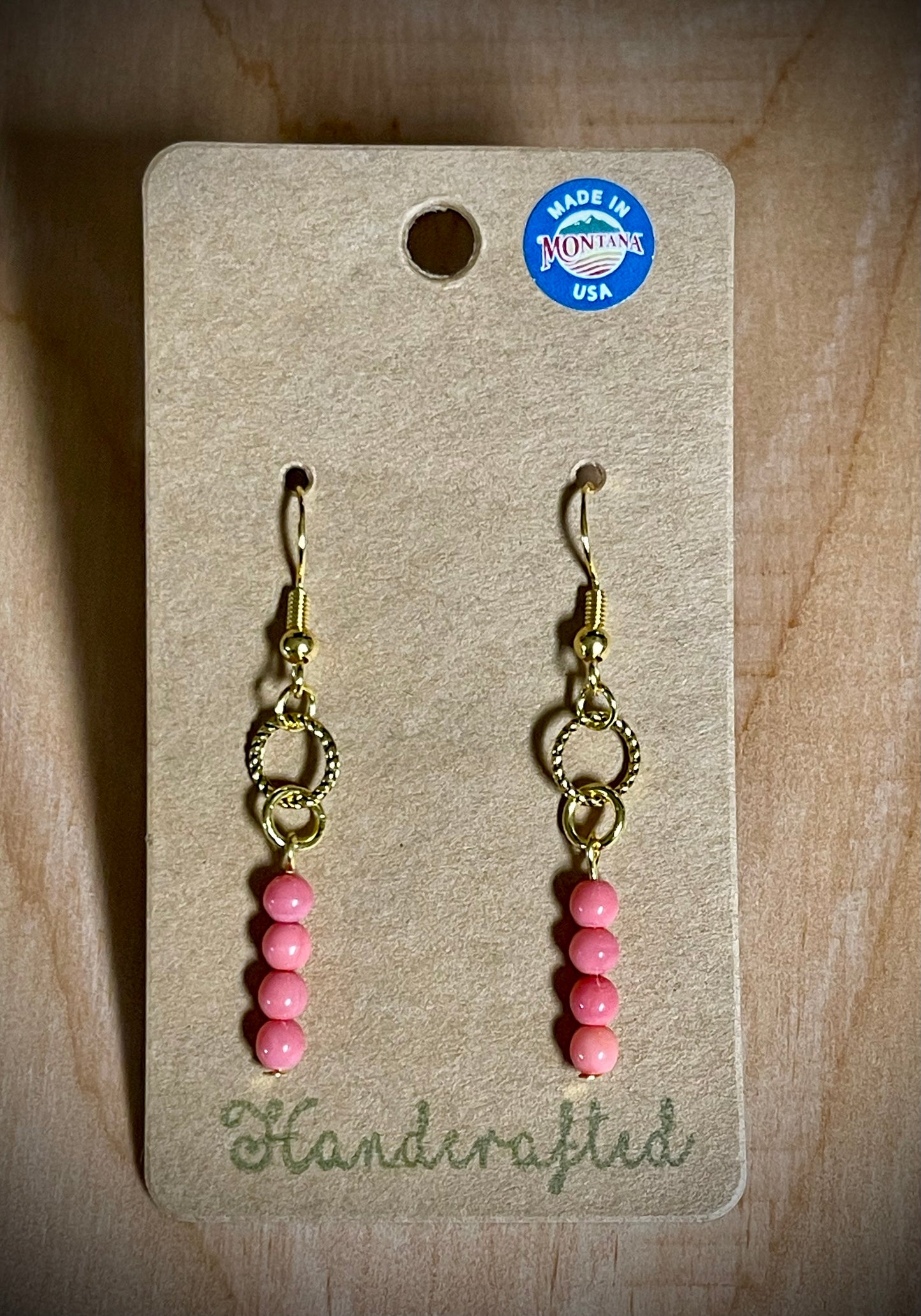 Hand-Beaded Earrings: Gold