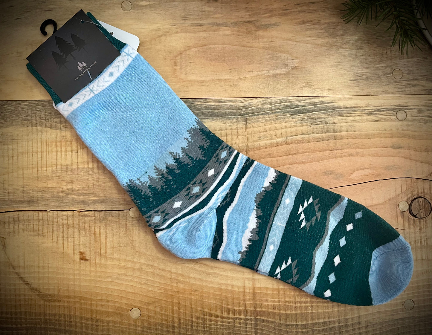 “Tree Line” Montana Unisex Socks - Blue/Green