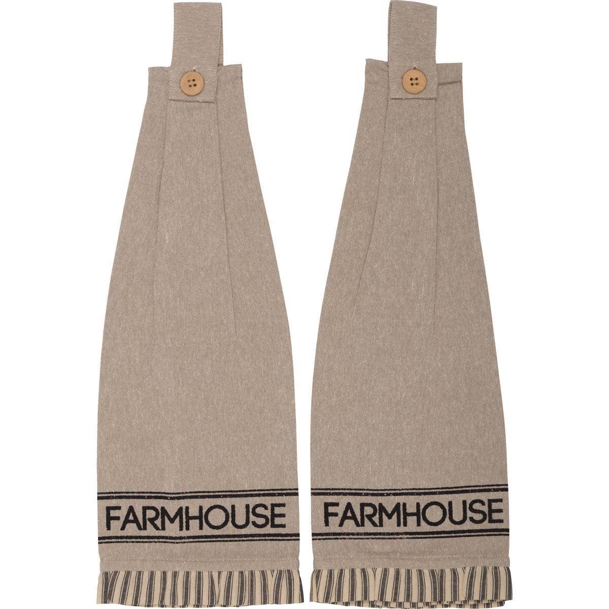 Charcoal “Farmhouse” Button Loop Tea Towel