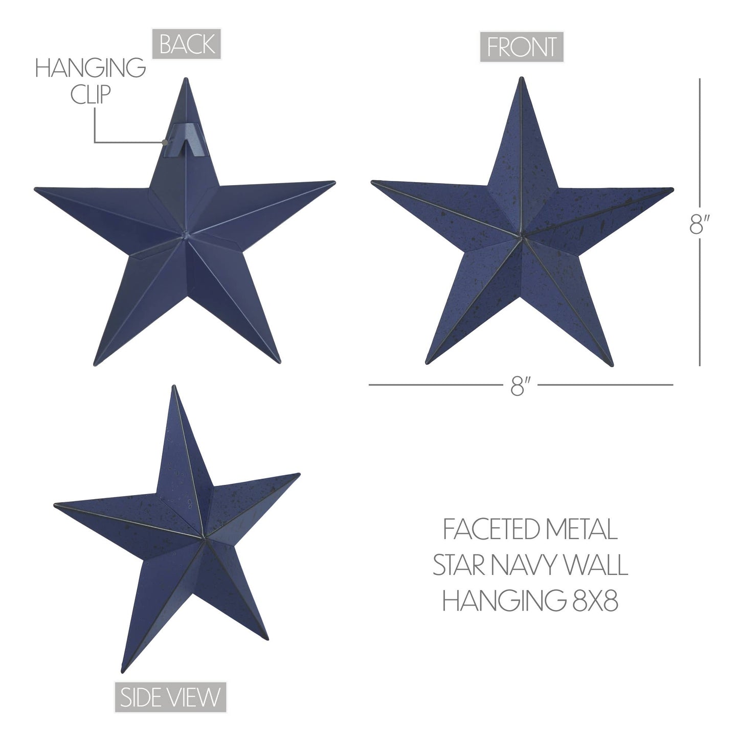 Faceted Metal Star Navy Wall Hanging (Medium)