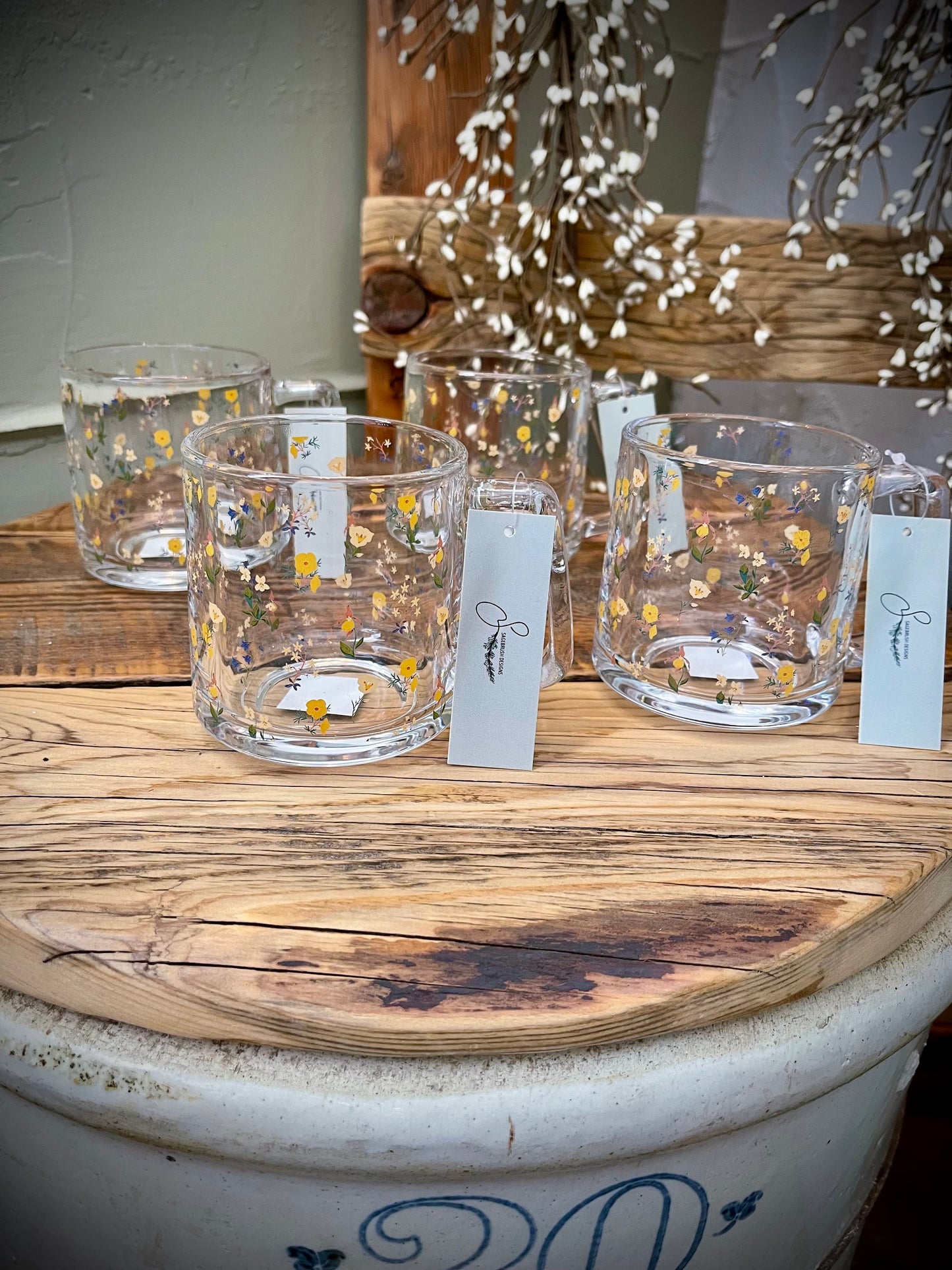 Mountain Wildflower Glass Mug