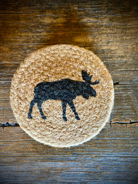 “Cumberland” Stenciled Moose Jute Coaster (Set of 6)