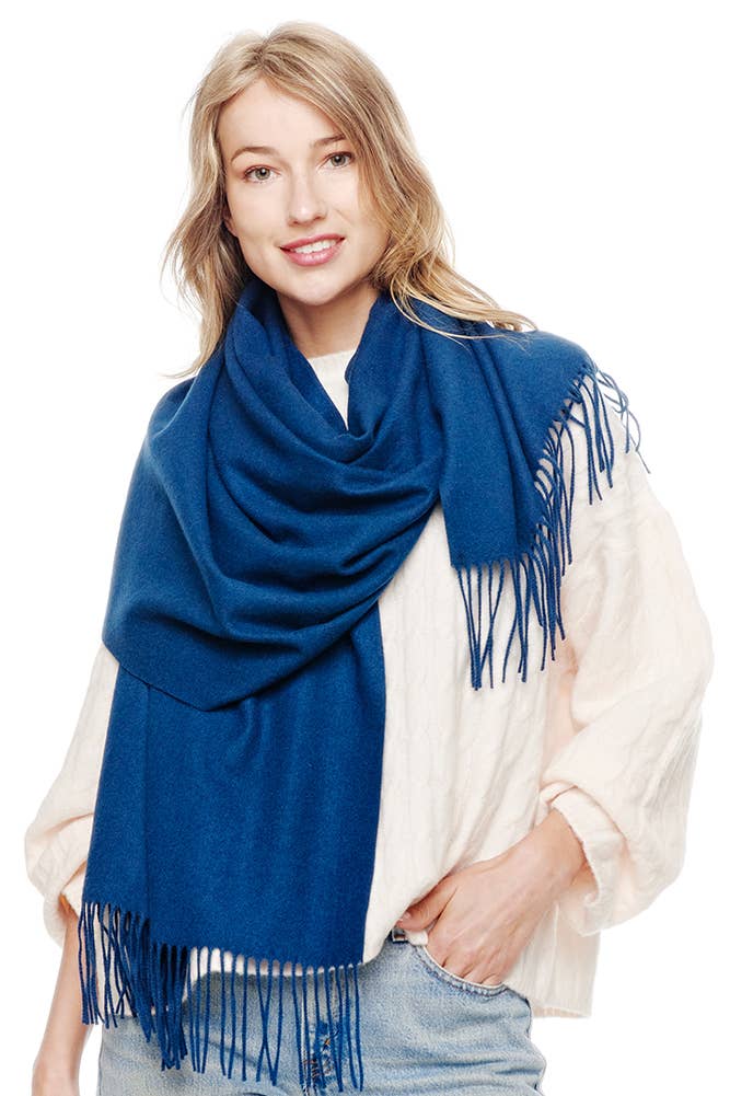 Soft Cashmere Blend Fringed Scarf