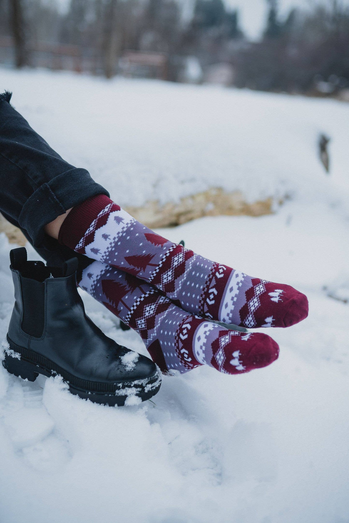 “Three Trees” Montana Unisex Socks - Plum