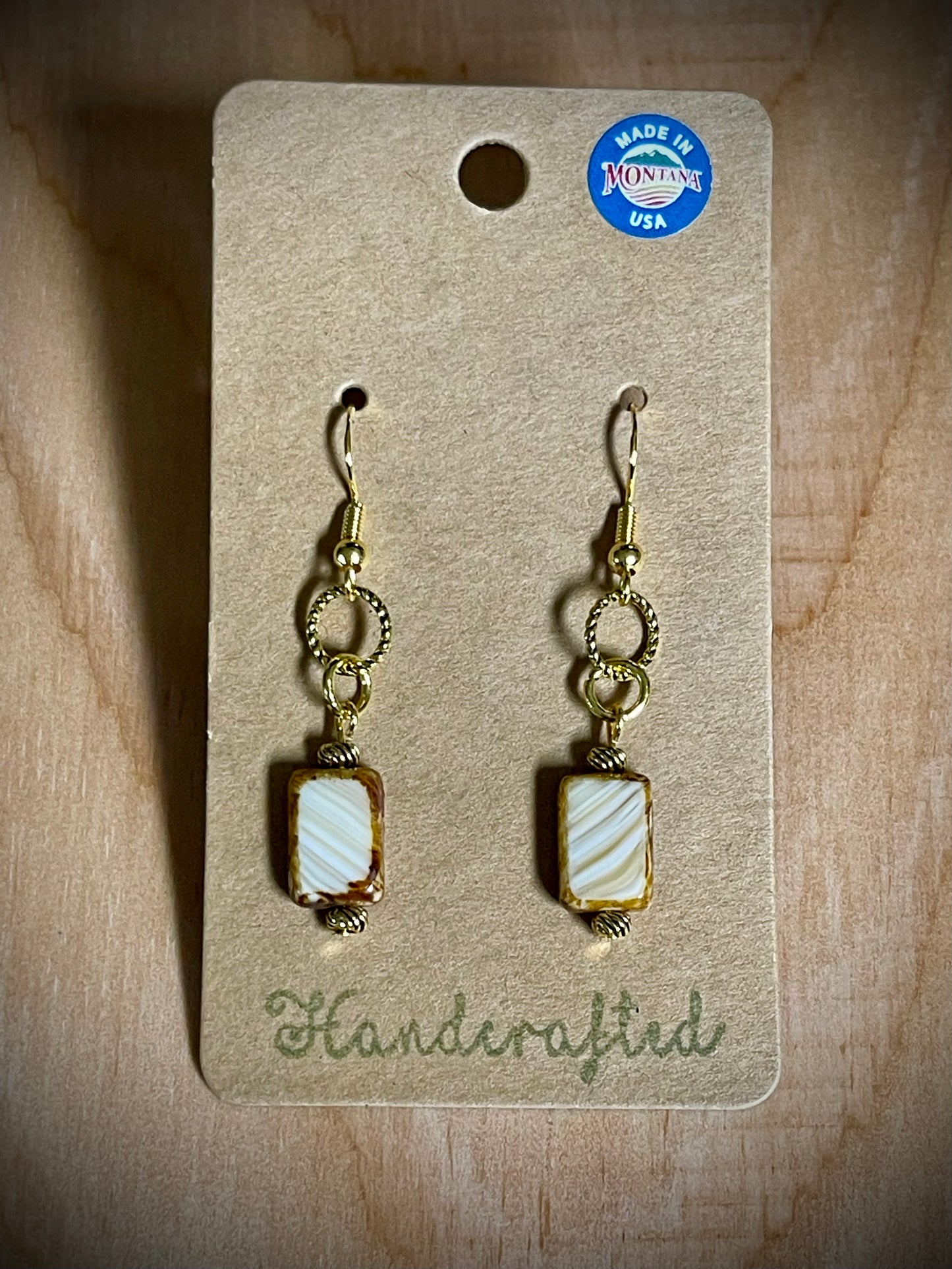 Hand-Beaded Earrings: Gold