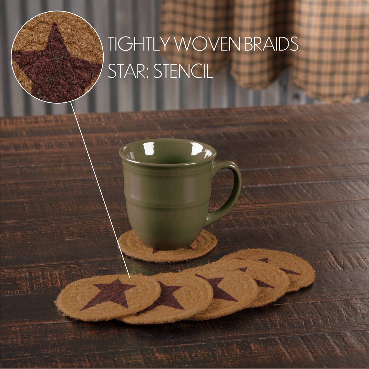 Heritage Farms Red Star Jute Coaster (Set of 4)