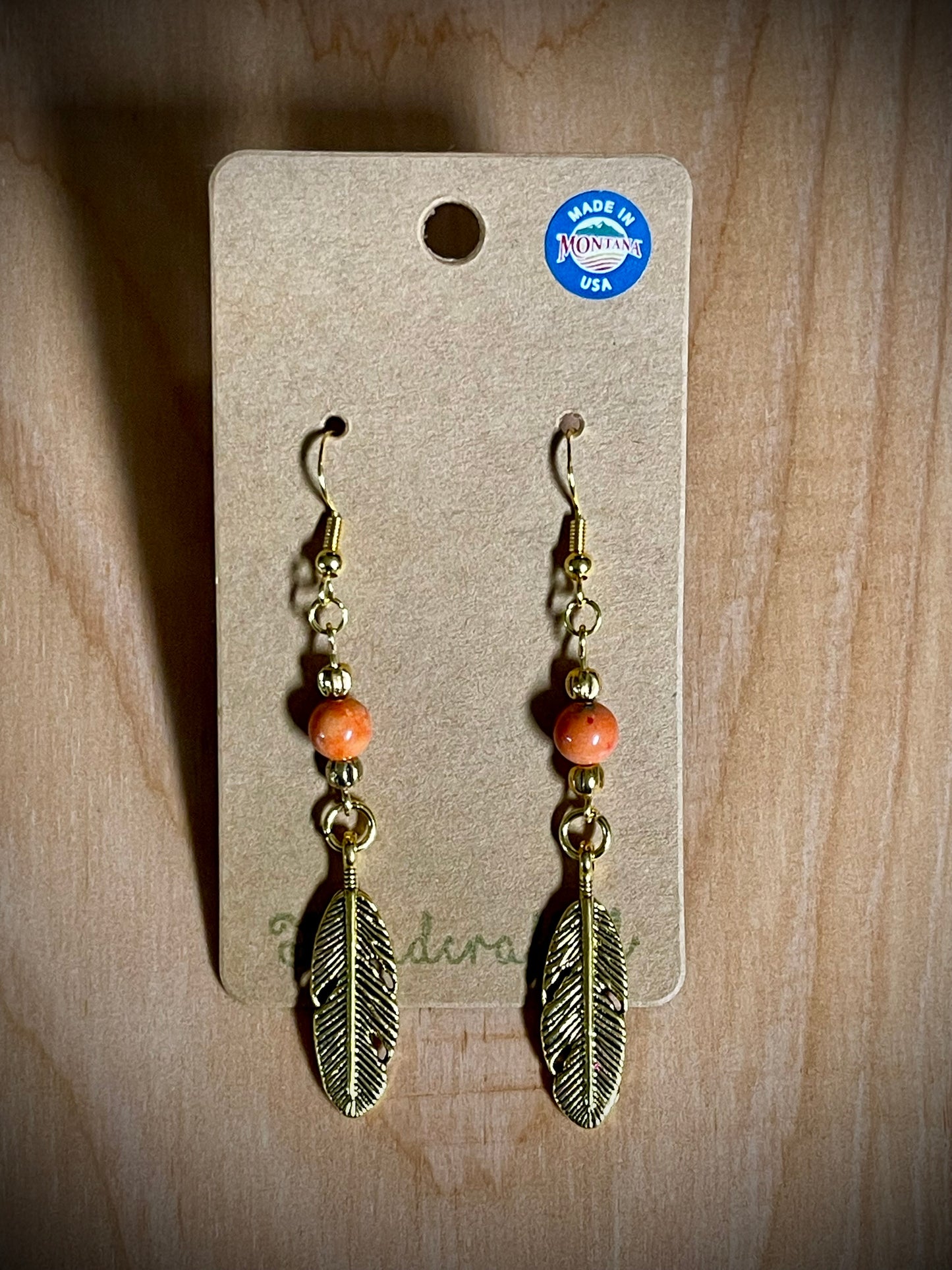 Hand-Beaded Earrings: Gold