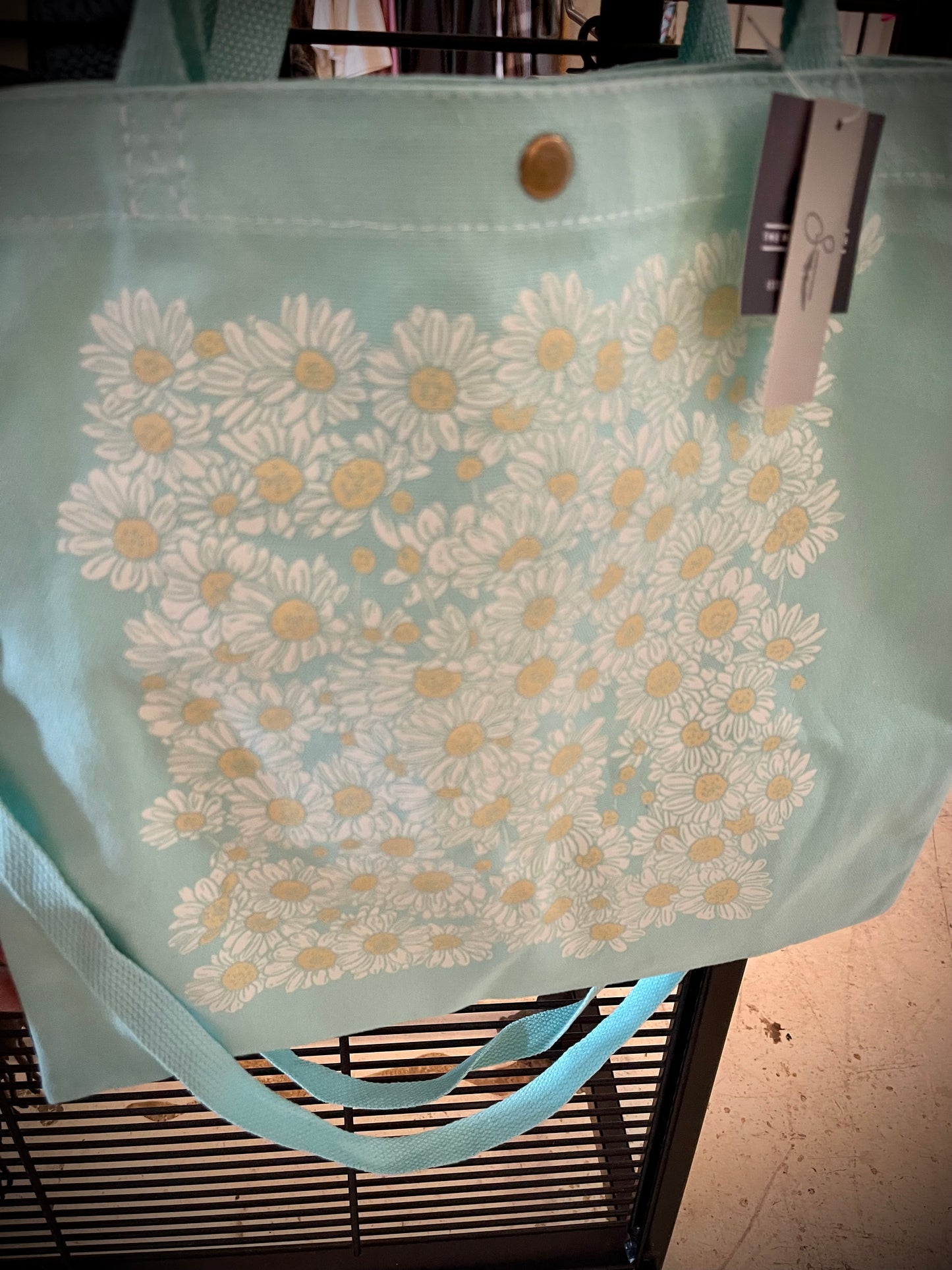 “Daisy Days” Canvas Tote - Mint