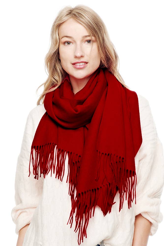 Soft Cashmere Blend Fringed Scarf