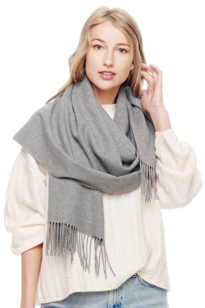 Soft Cashmere Blend Fringed Scarf