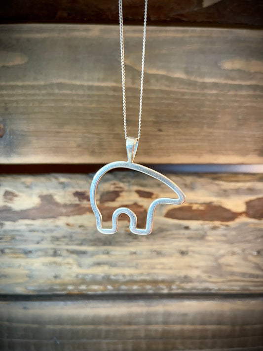 "Zuni" Fetish Bear Necklace in Sterling Silver