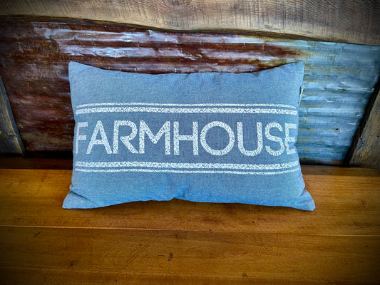 Blue “Farmhouse” Pillow