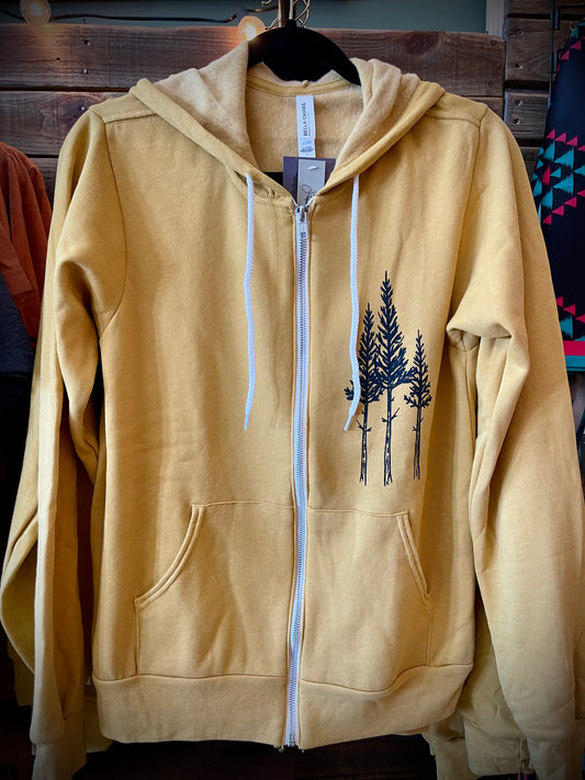 Rustic “Three Tree” Unisex Zip Hoodie