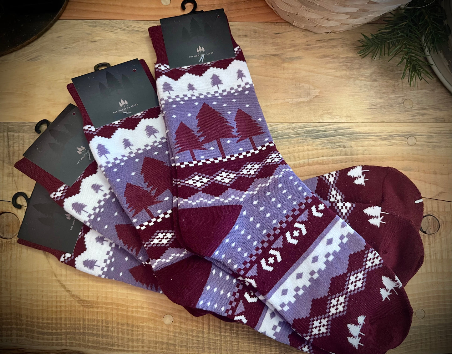 “Three Trees” Montana Unisex Socks - Plum