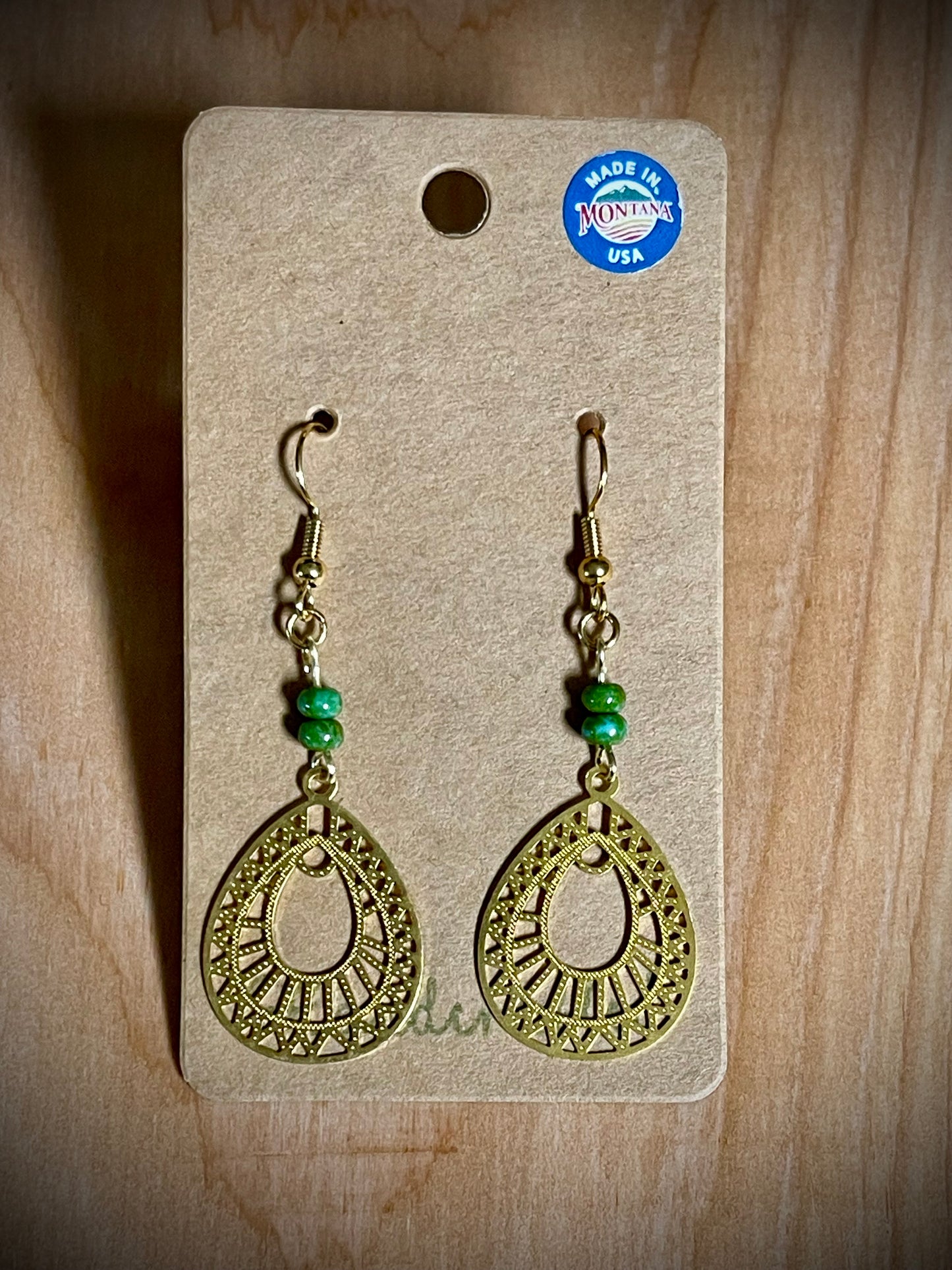 Hand-Beaded Earrings: Gold