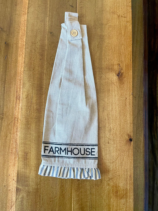 Charcoal “Farmhouse” Button Loop Tea Towel