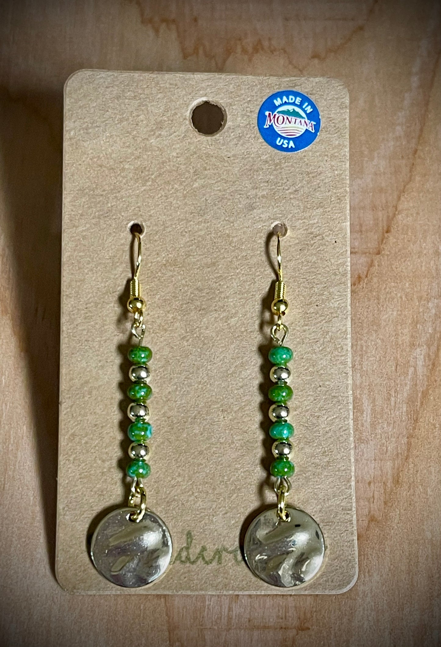 Hand-Beaded Earrings: Gold