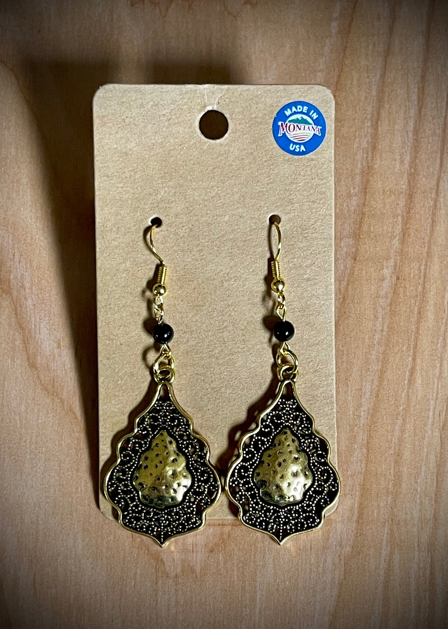 Hand-Beaded Earrings: Gold