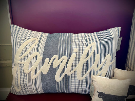 Blue “Family” Pillow