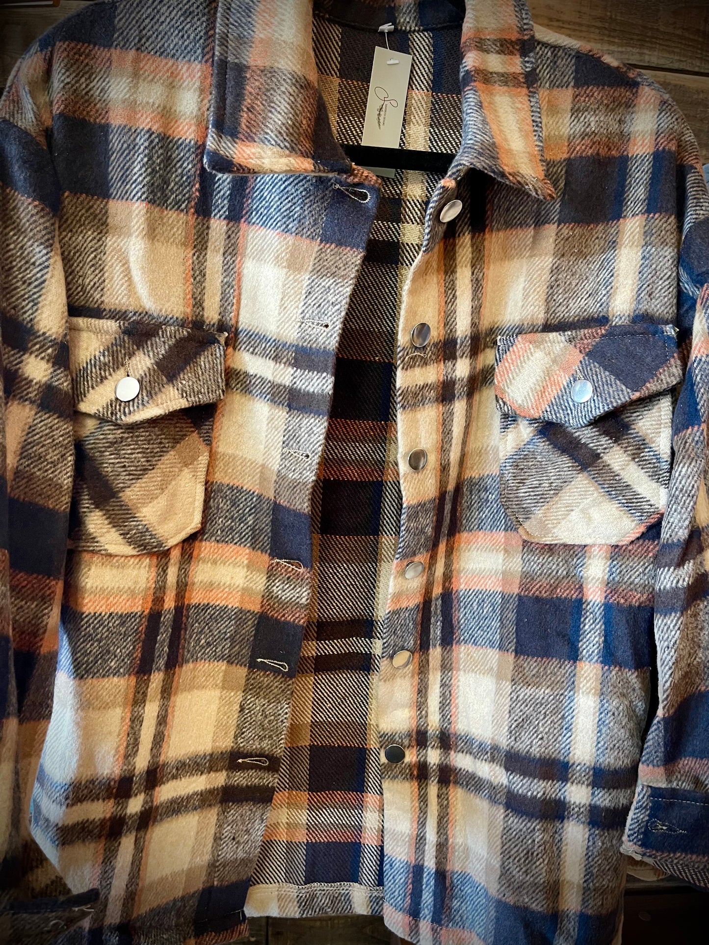 Button Down Collared Plaid Shacket