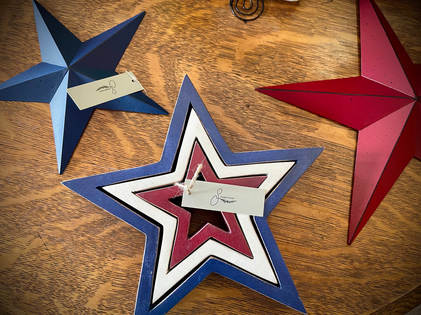 Faceted Metal Star Navy Wall Hanging (Medium)