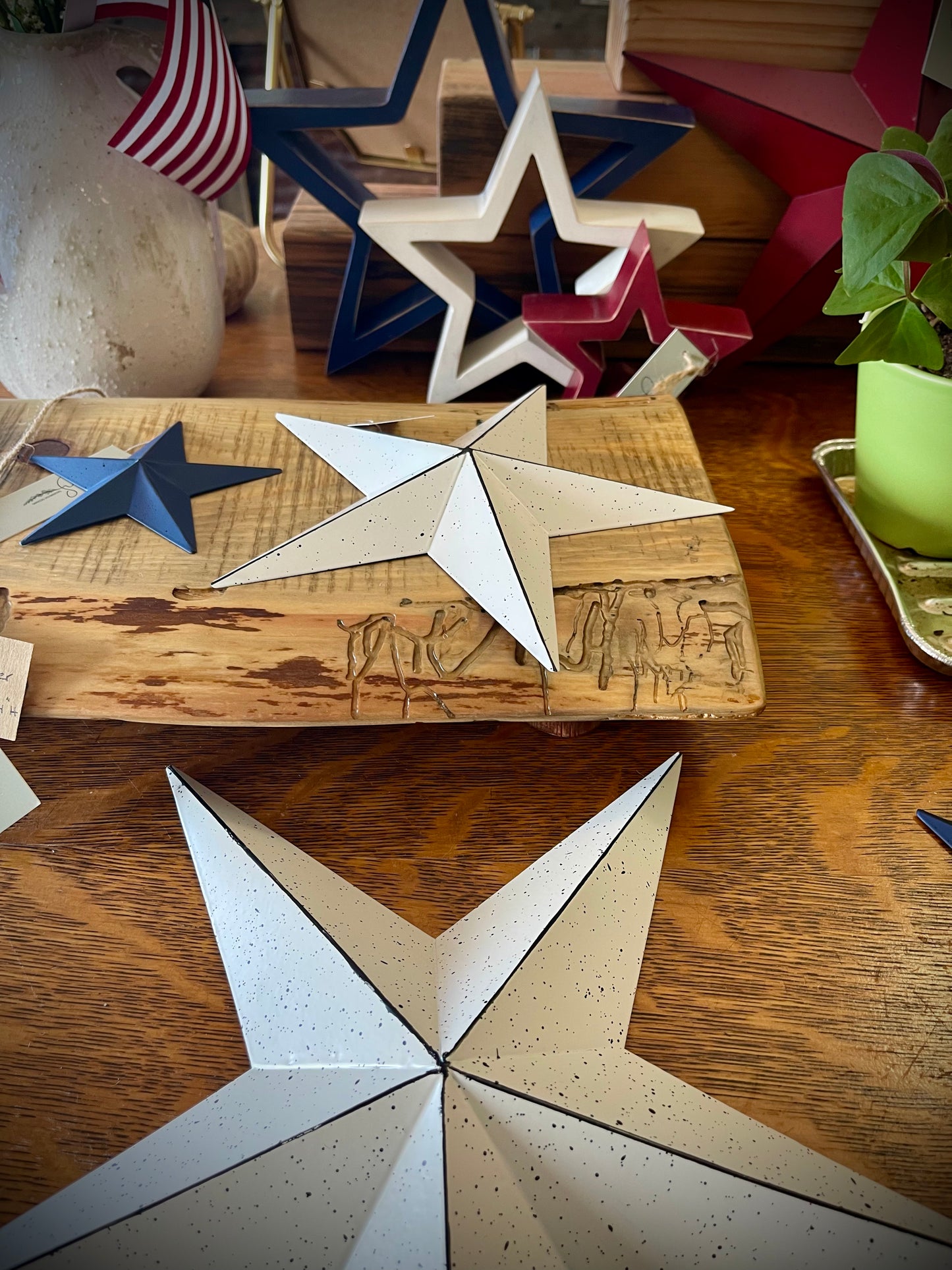 Faceted Metal Star Navy Wall Hanging (Medium)