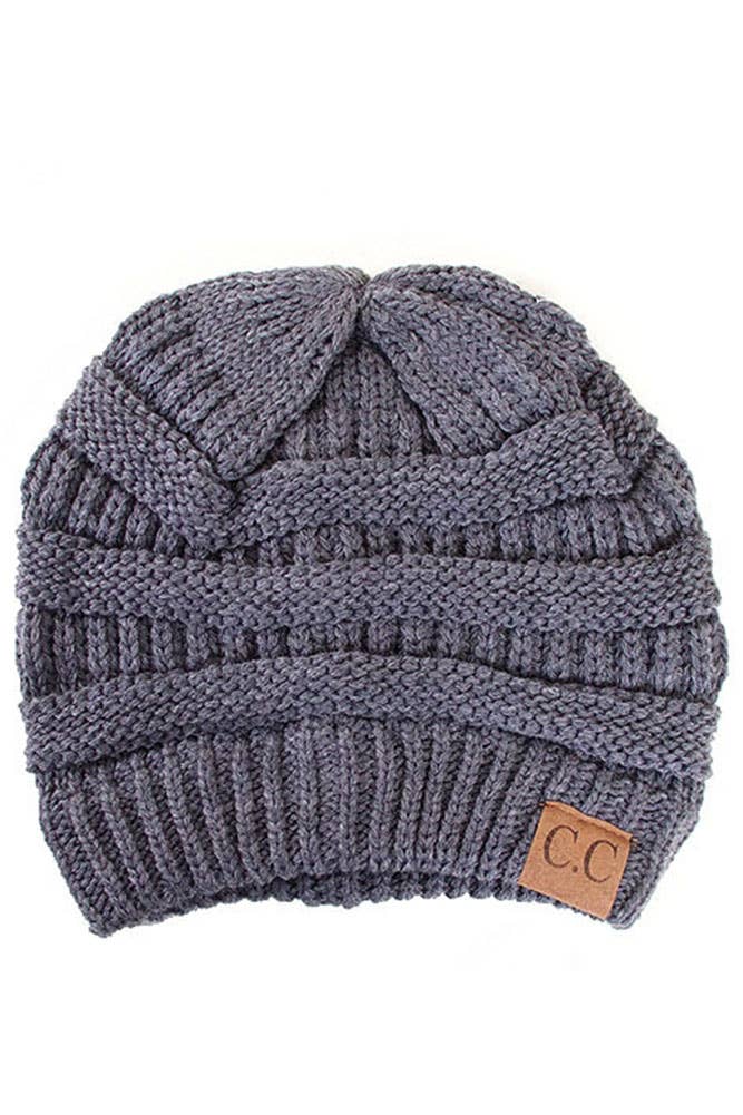 Bonnet de couleur unie en tricot côtelé CC (12 couleurs disponibles)