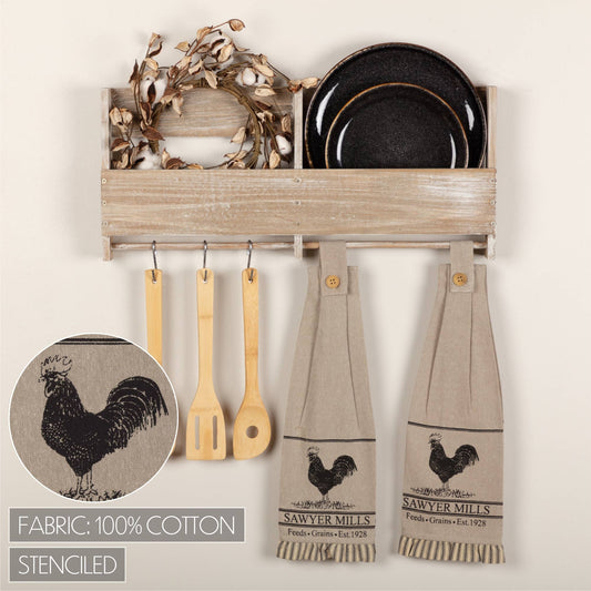 “Sawyer Mills” Charcoal Chicken Button Loop Tea Towel