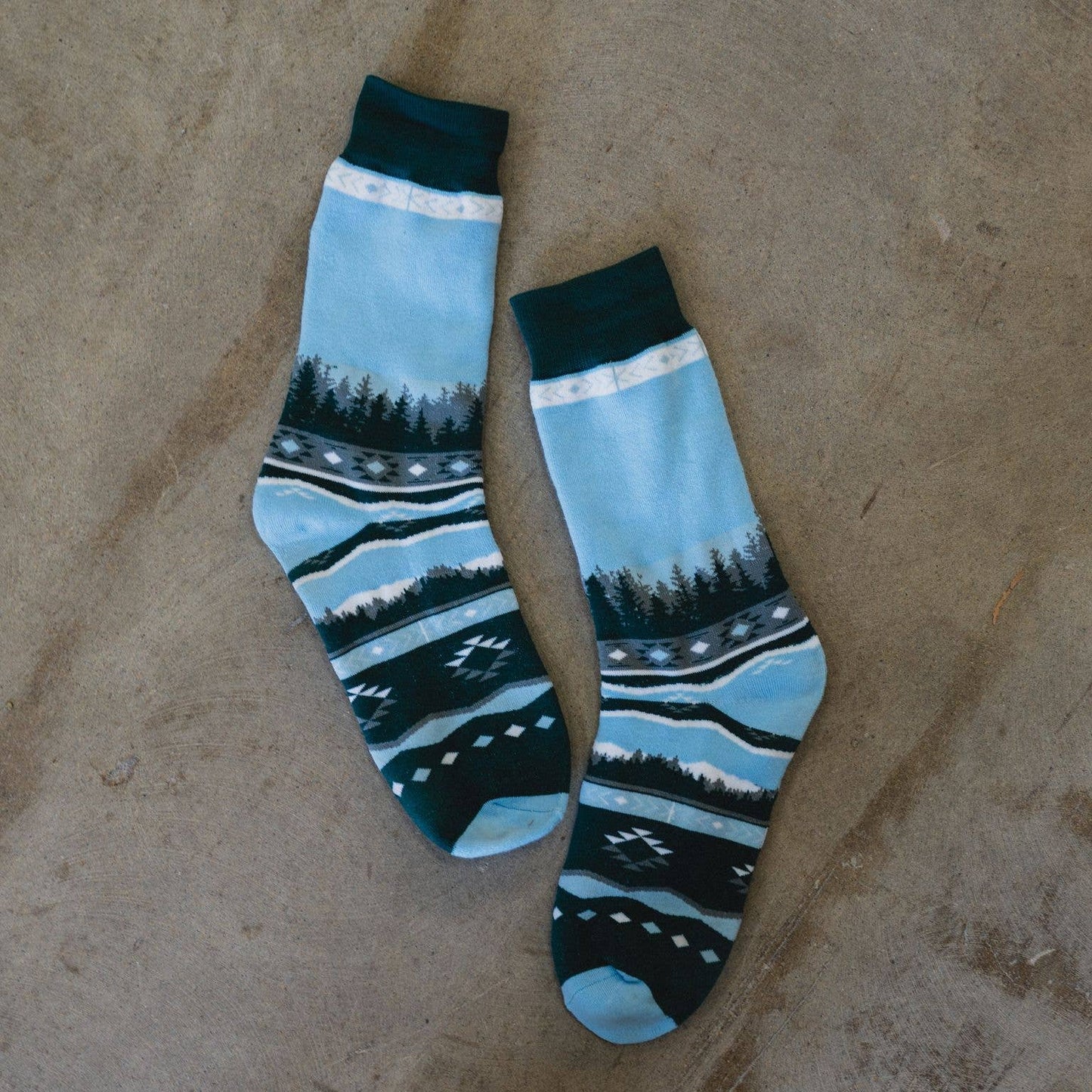 “Tree Line” Montana Unisex Socks - Blue/Green