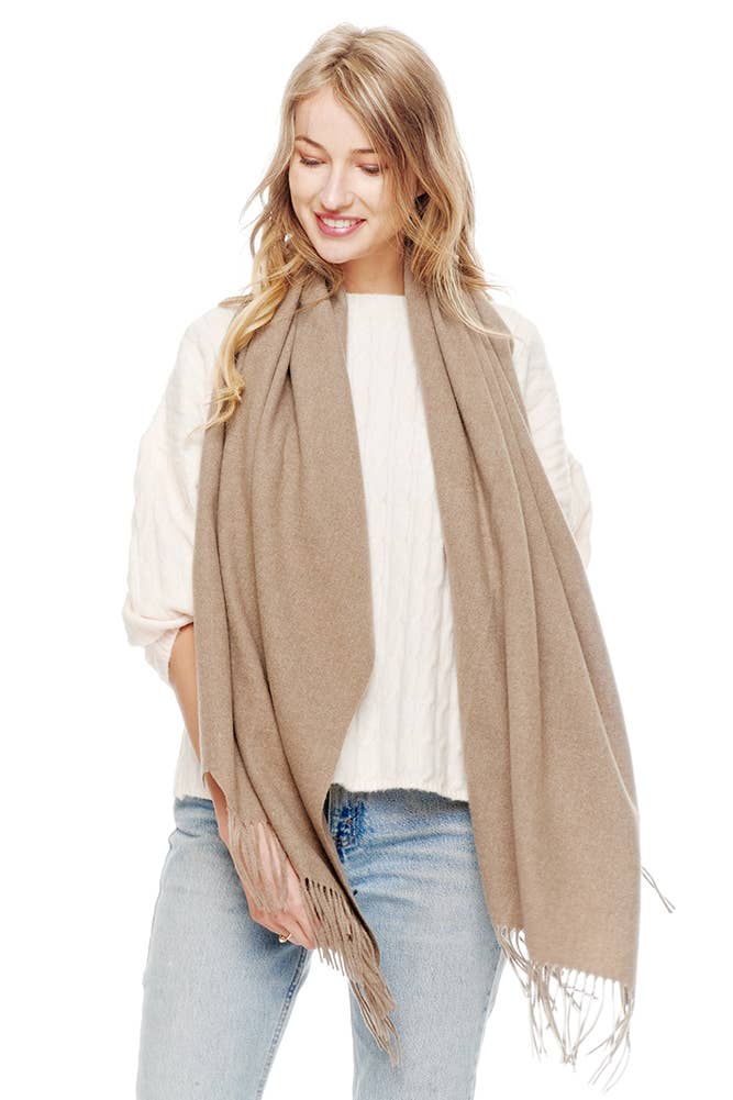 Soft Cashmere Blend Fringed Scarf