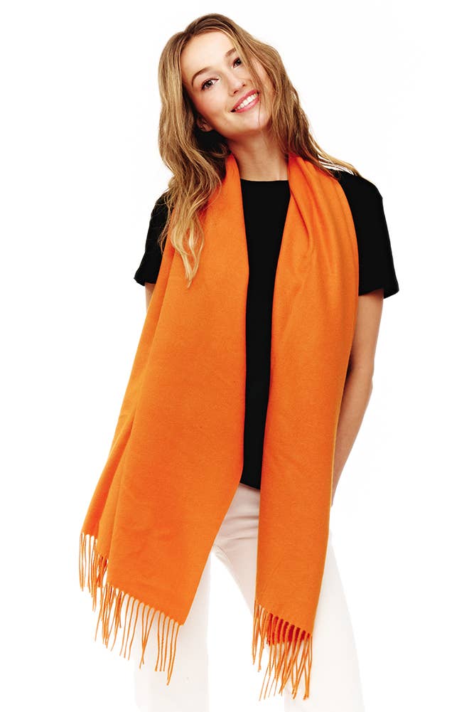 Soft Cashmere Blend Fringed Scarf