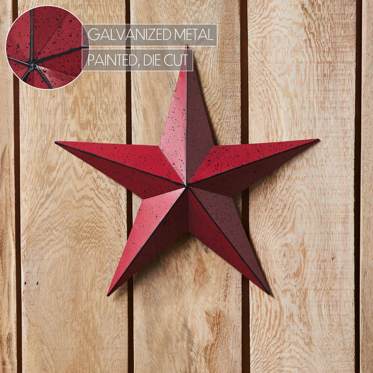 Colgante de pared rojo con estrella de metal facetado (grande)