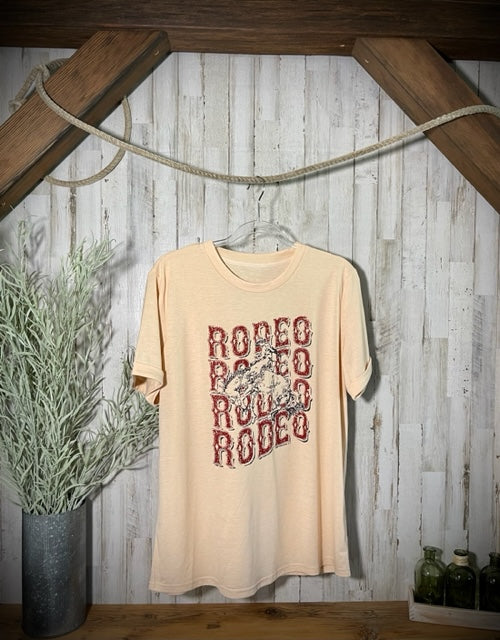 "Rodeo" Cuffed-Sleeve Printed Bronc T-Shirt