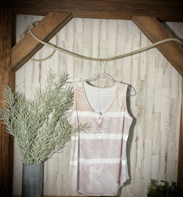 Tie-Dye Buttoned Tank in Khaki