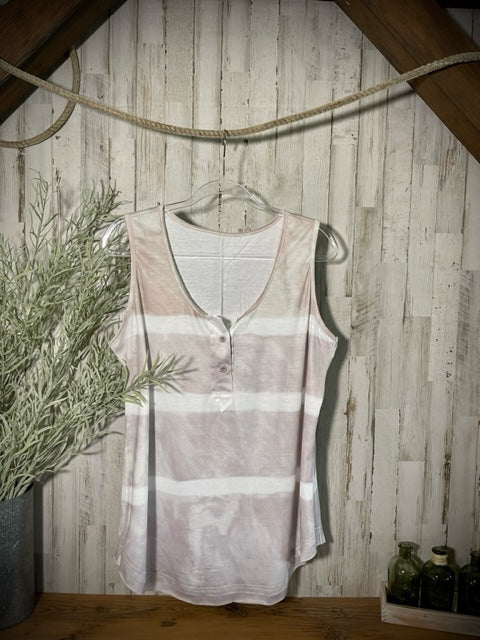 Tie-Dye Buttoned Tank in Khaki