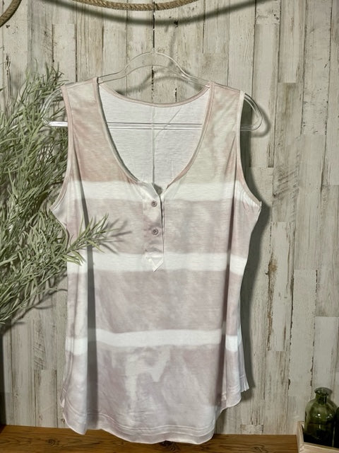 Tie-Dye Buttoned Tank in Khaki