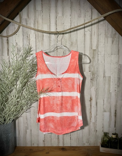 Tie-Dye Buttoned Tank in Orange