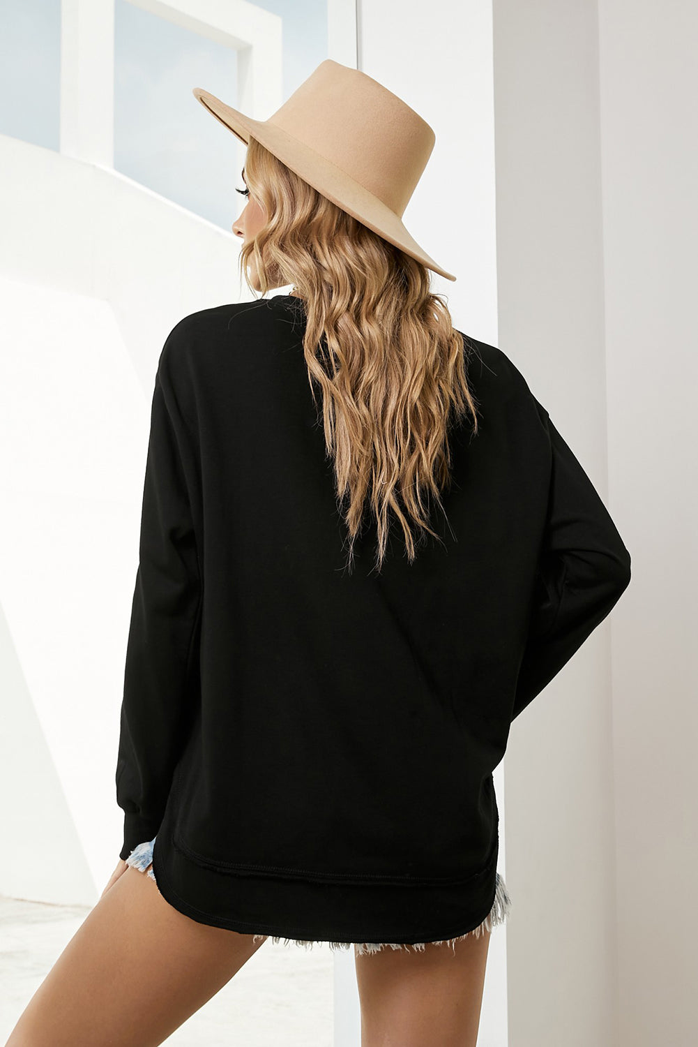 Side Slit Drop Shoulder Sweatshirt (9 colors available)