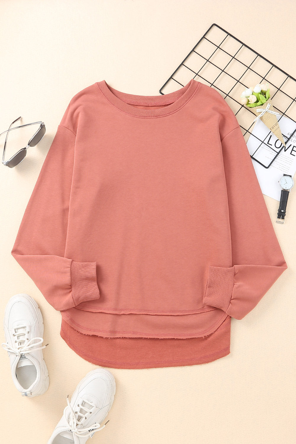 Side Slit Drop Shoulder Sweatshirt (9 colors available)