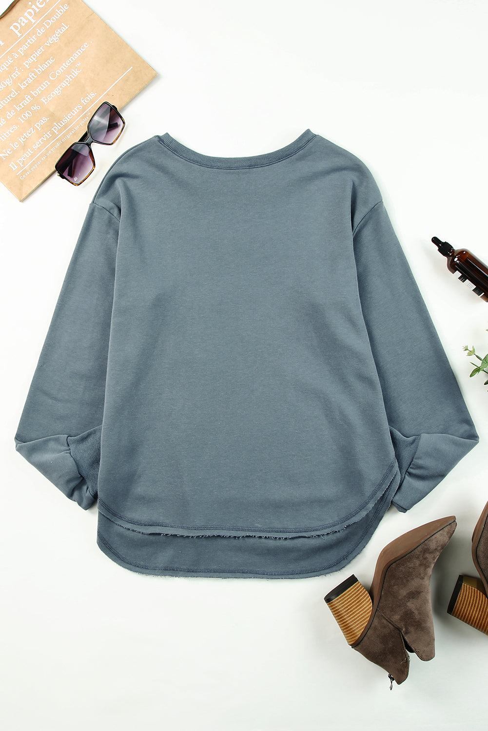 Side Slit Drop Shoulder Sweatshirt (9 colors available)